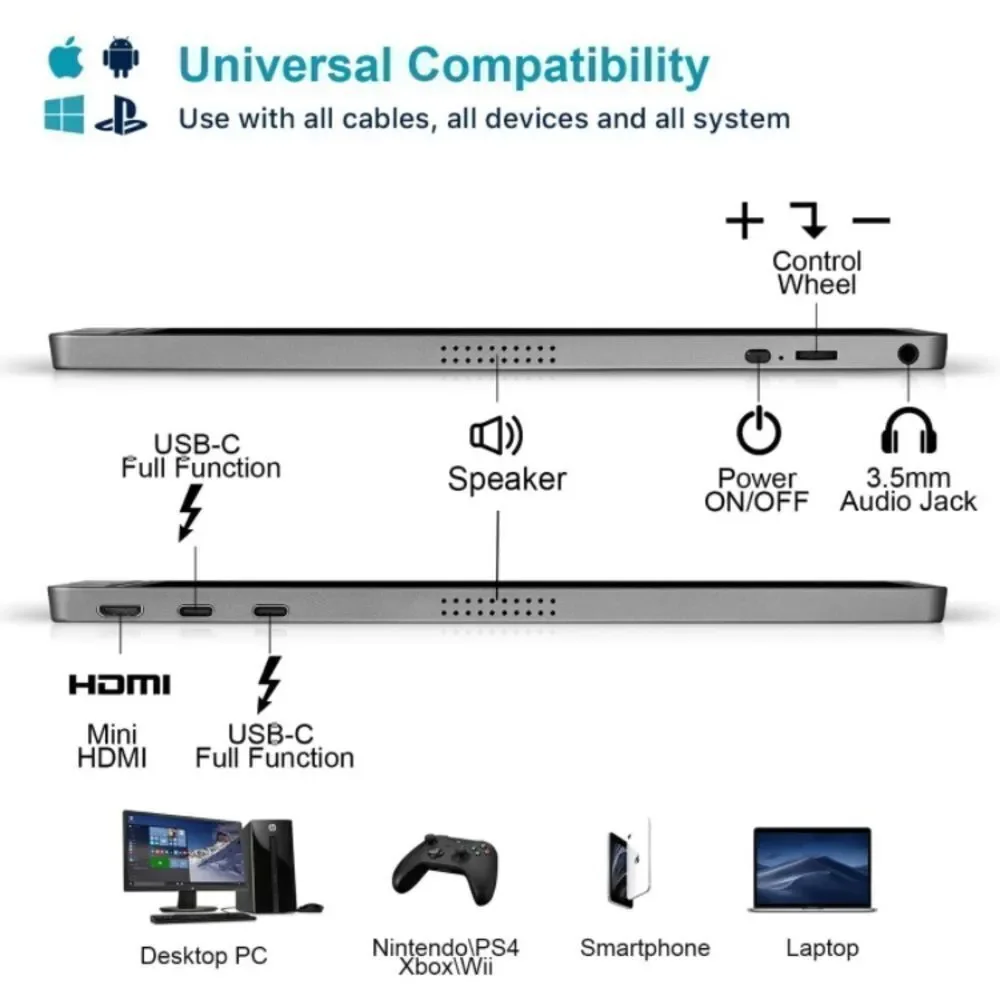 KYY Portable Monitor Display Gaming Monitor w/Premium Smart Cover, Speakers